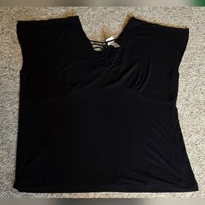 Womans Fashion Bug Black Sleeveless V Neck Front & Back Size 22-24 Top Blouse